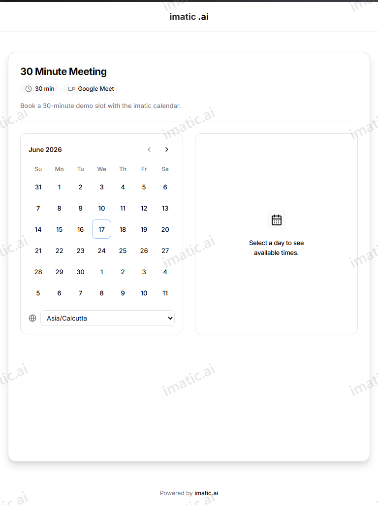 The booking page on a tablet-width screen