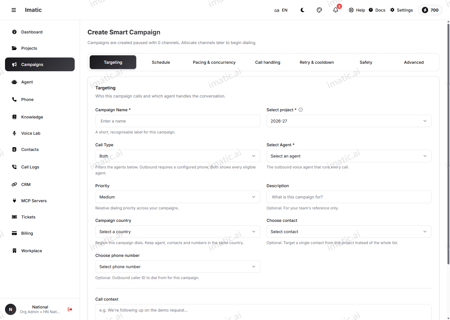 Create Smart Campaign — Targeting