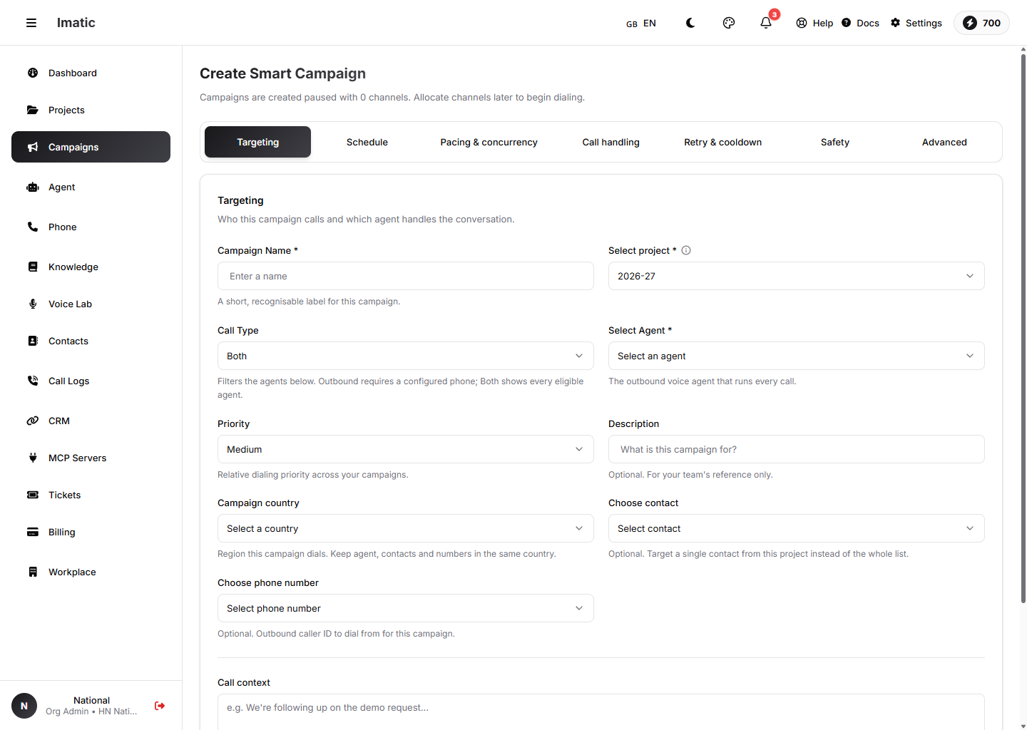 Create Smart Campaign — Targeting